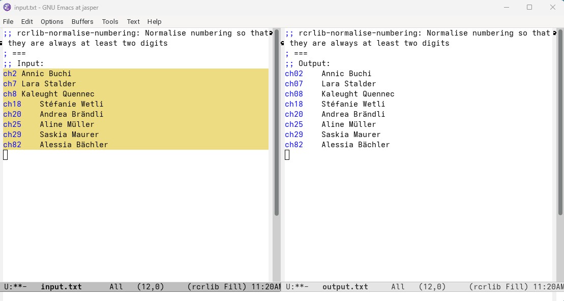 Normalise code replacement numbers